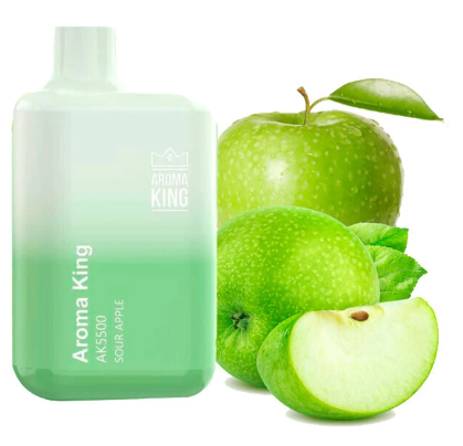 ОДНОРАЗОВАЯ ЭЛЕКТРОННАЯ СИГАРЕТА AROMA KING SOUR APPLE (САУЭР ЯБЛОКО) (5500 ЗАТЯЖЕК)